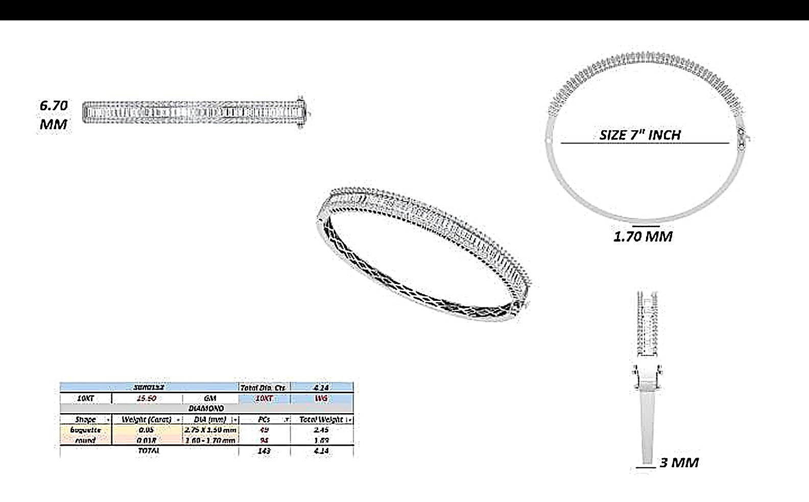 Baguette and Brilliant Bracelet