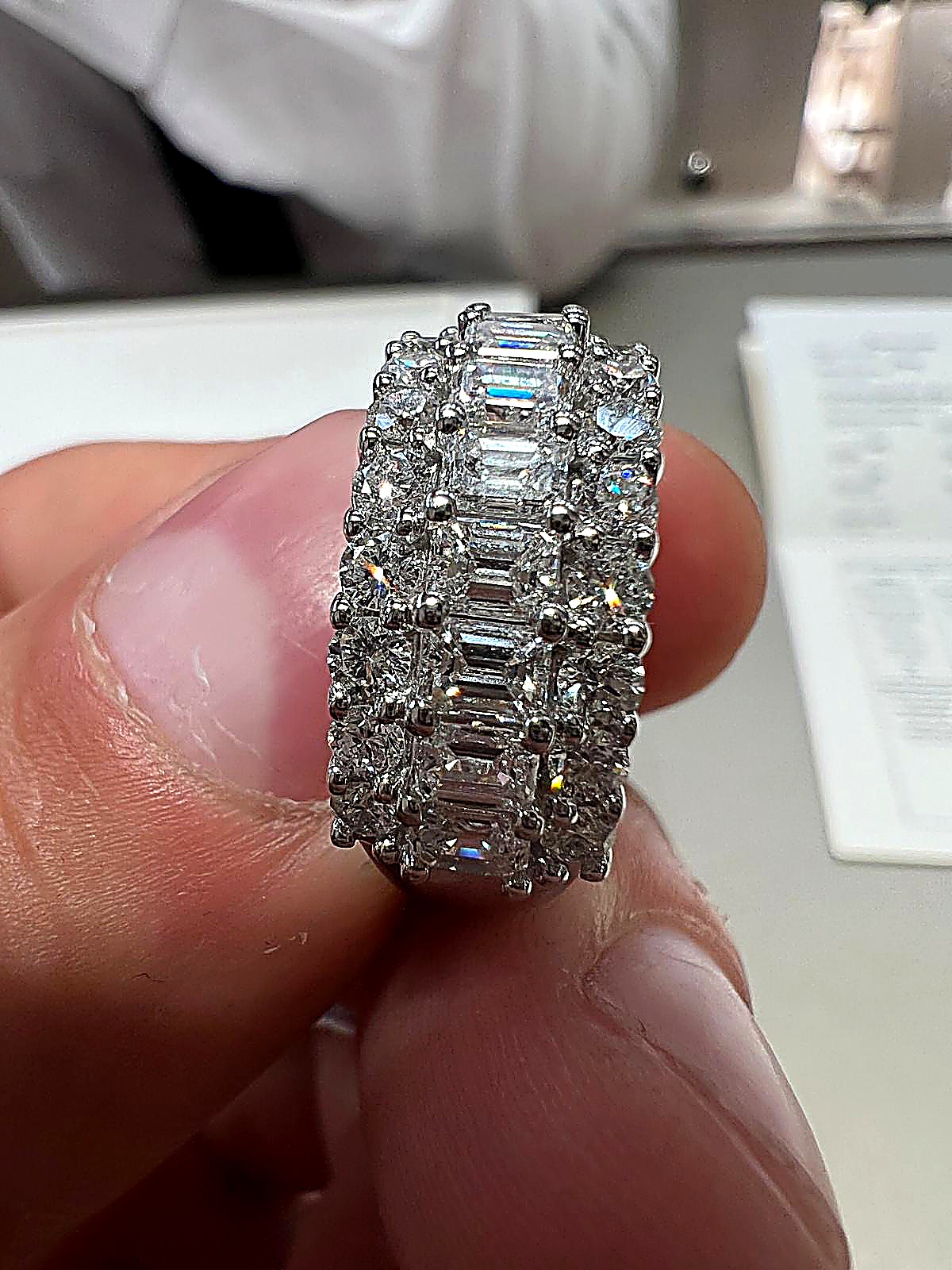 Emerald-Cut and Brilliant Ring
