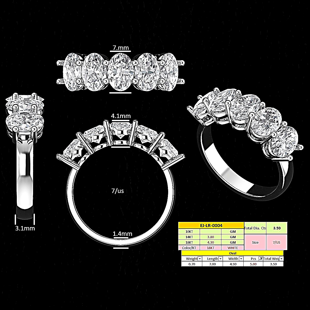 Five-Stone Oval Ring